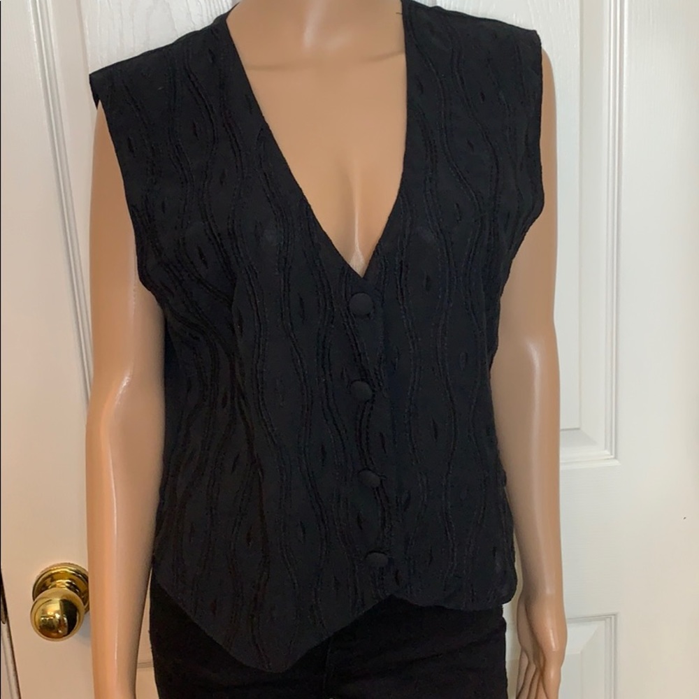Vintage 90’s Pier 1 imports passports black vest SZ M